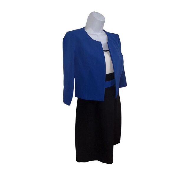 Sandra Darren Women's Dress & Jacket Set, Size 4P, Black & Blue - Picture 2 of 6